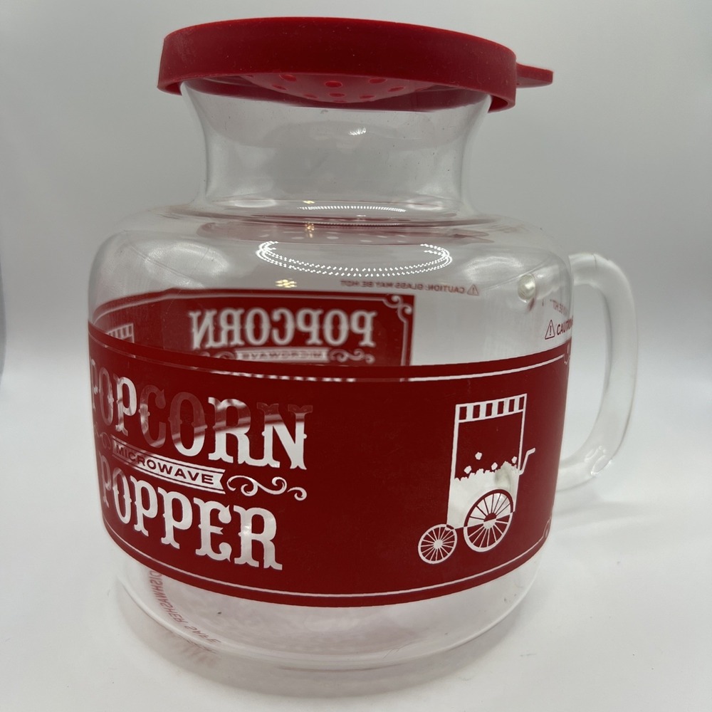 Glass Microwave Popcorn Popper w/ Silicon Lid Butter Melter‎